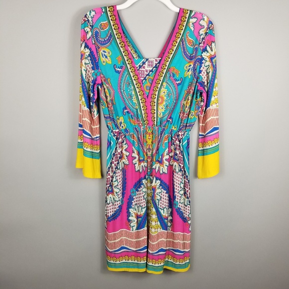 White Mark Dresses & Skirts - NEW Colorful Boho Print Dress XL Runs Small Retro